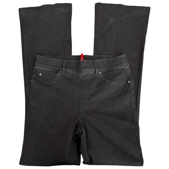 Spanx Denim - Spanx Flare Jeans Solid Black Pull-On Everywear Stretch Belt Loops Pocket Size M
